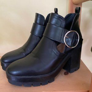 Zara Trafaluc Black Chunky Heeled Ankle Boots
